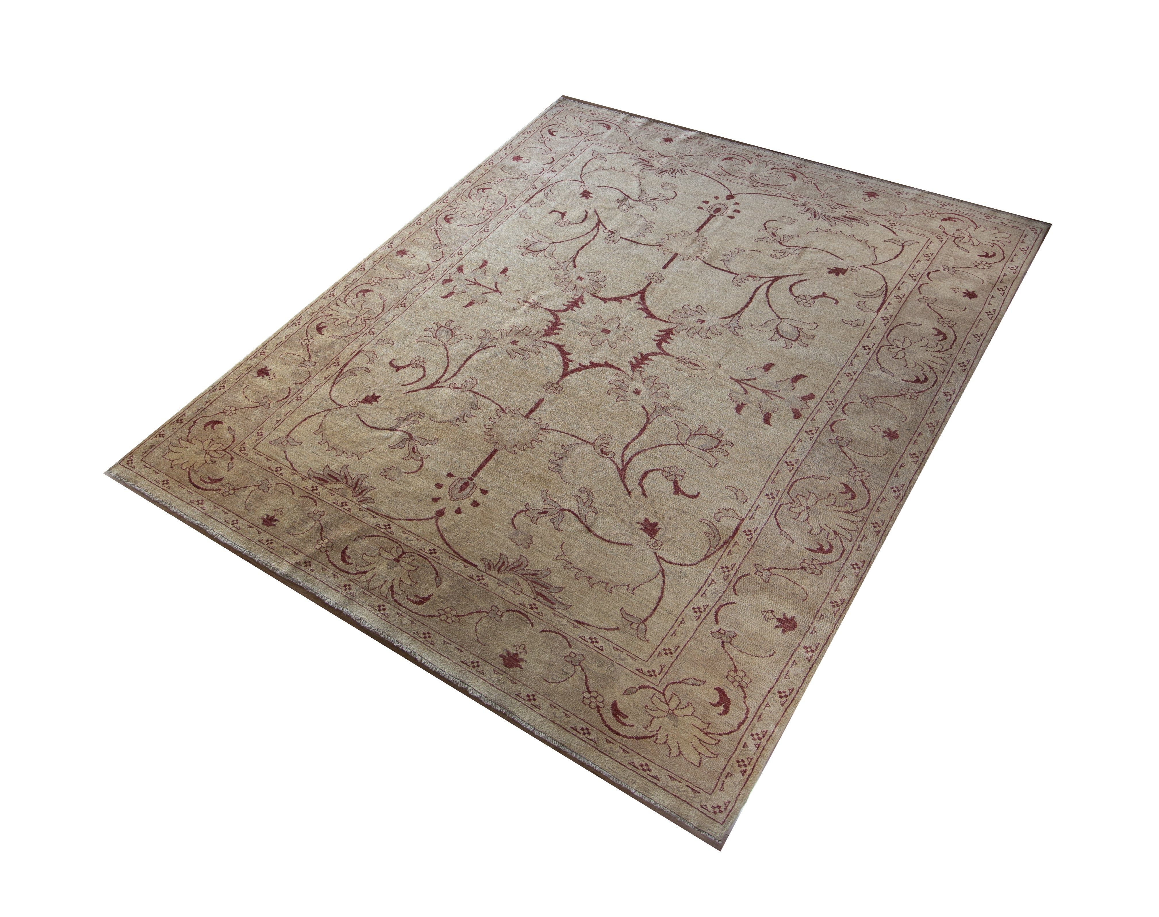 Chobi Wool Hand Knotted Pakistani Rug, featuring Ivory tones and Floral design, ideal area rug for any room in your home.