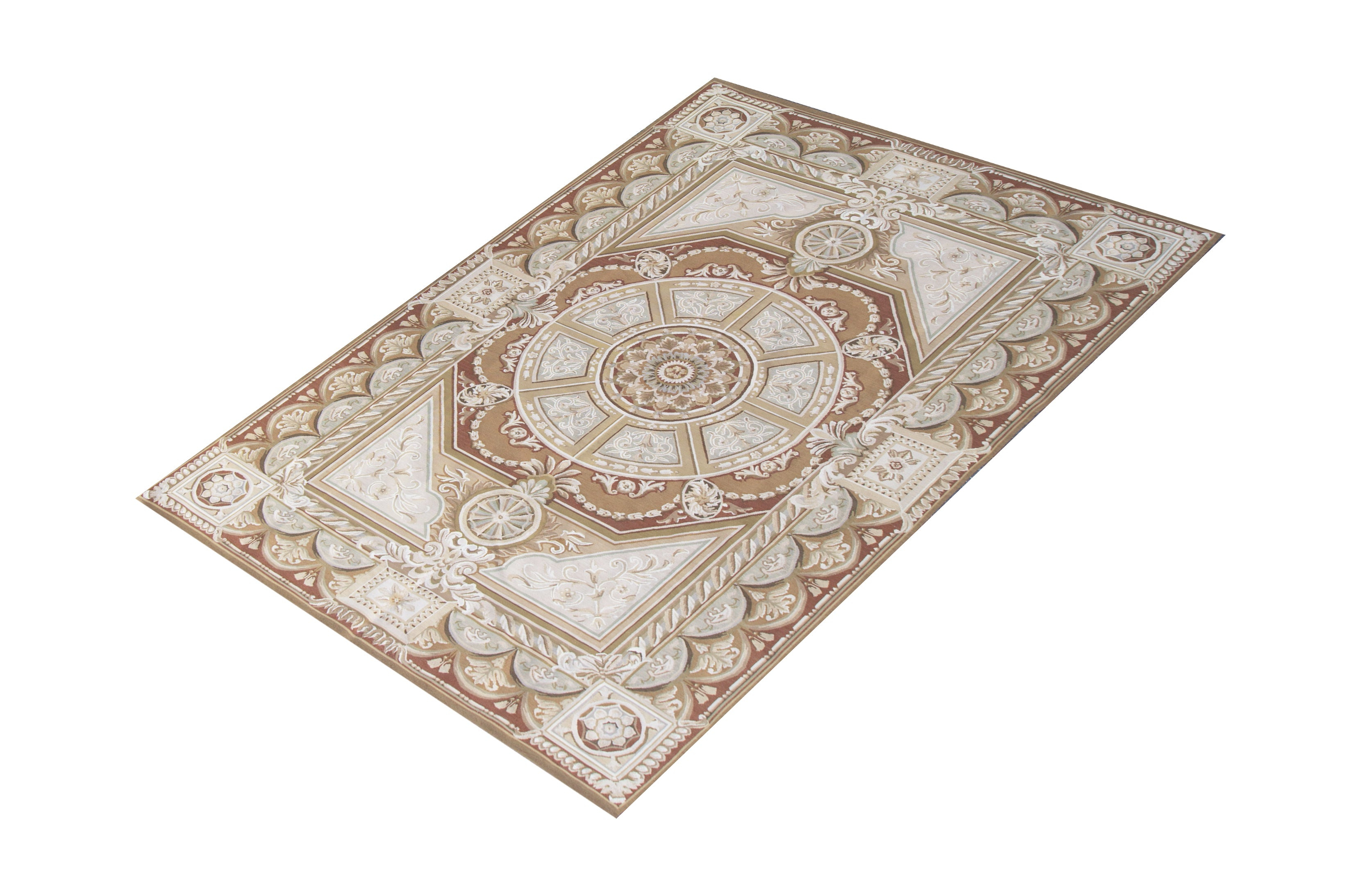 Aubusson Tapestry Needle Point Handmade Chinese Rug, featuring Ivory tones and Floral design, ideal area rug for any room in your home.