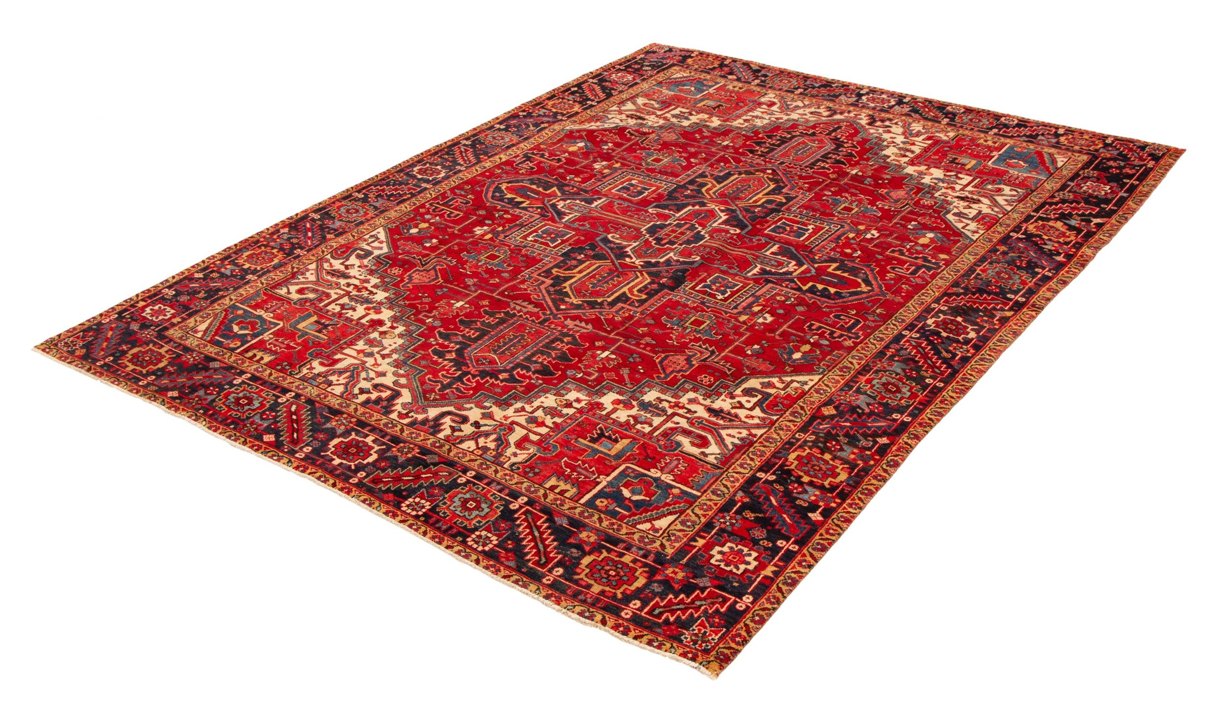 Royal Heriz Wool Hand Knotted Indian Rug, featuring Red tones and Floral design, ideal area rug for any room in your home.