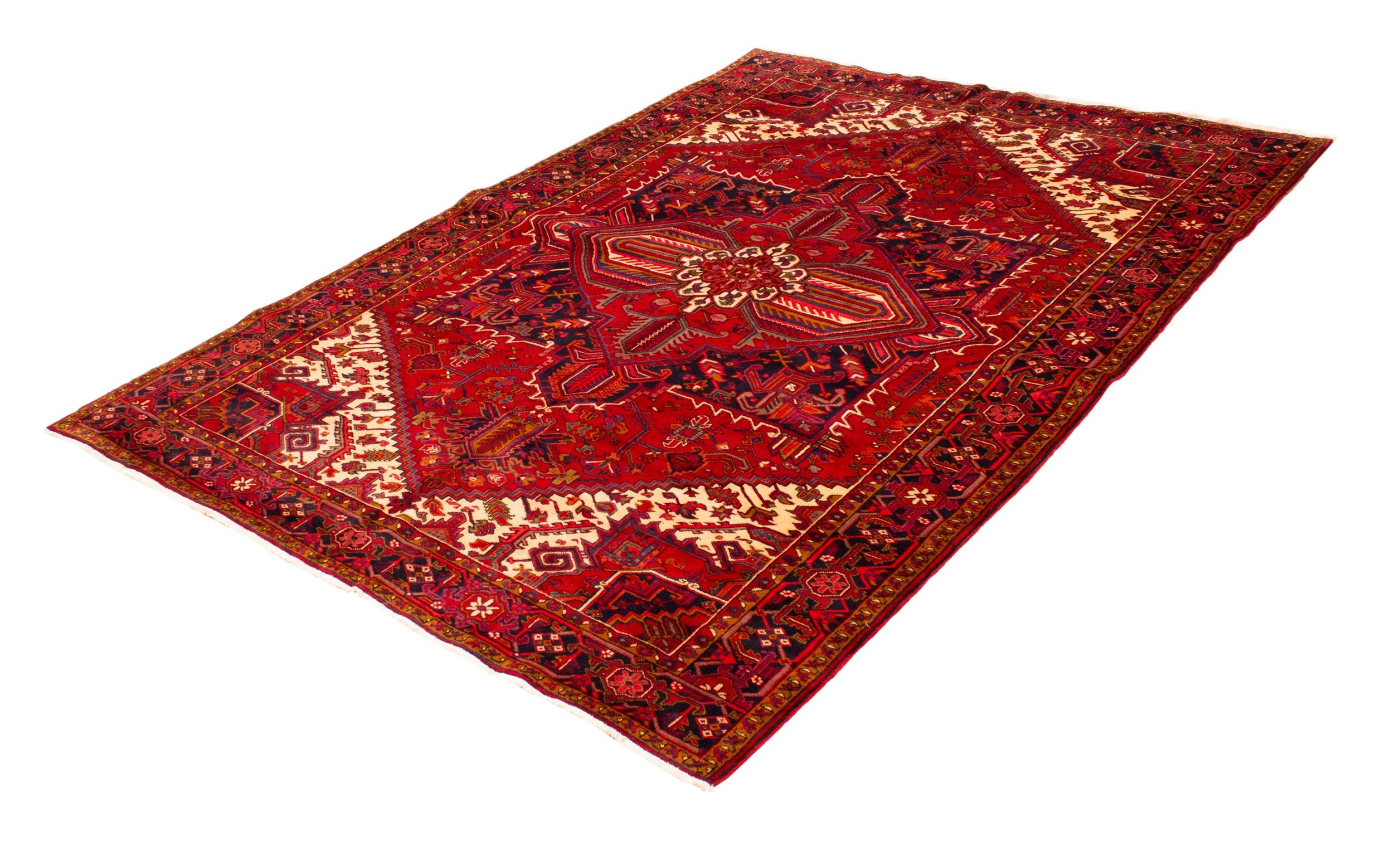 Heriz Vintage Red Wool Hand Knotted Persian Rug, featuring Red tones and Floral design, ideal area rug for any room in your home.