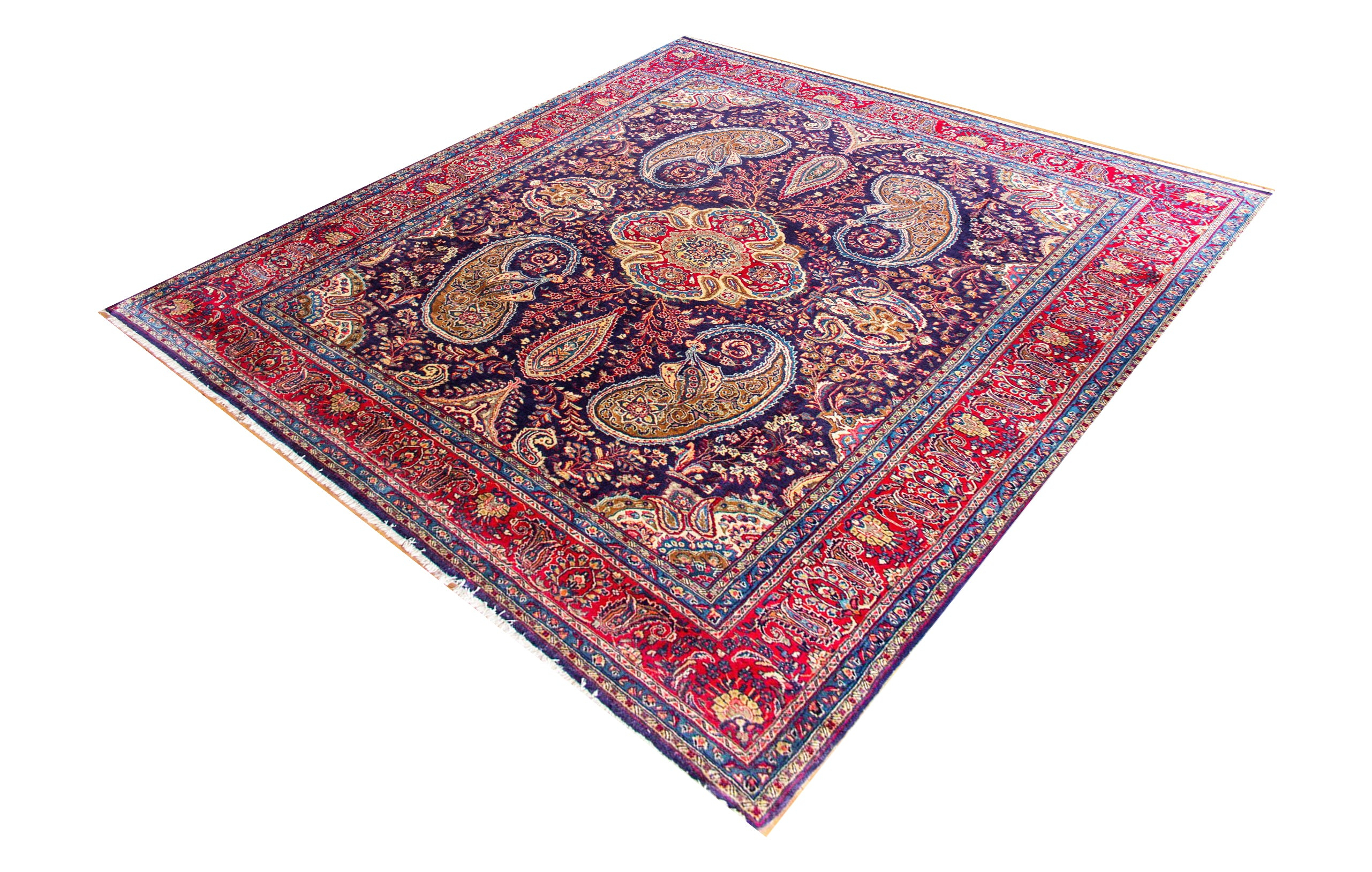 Mahal Vintage Wool Hand Knotted Persian Rug, featuring Blue tones and Floral design, ideal area rug for any room in your home.