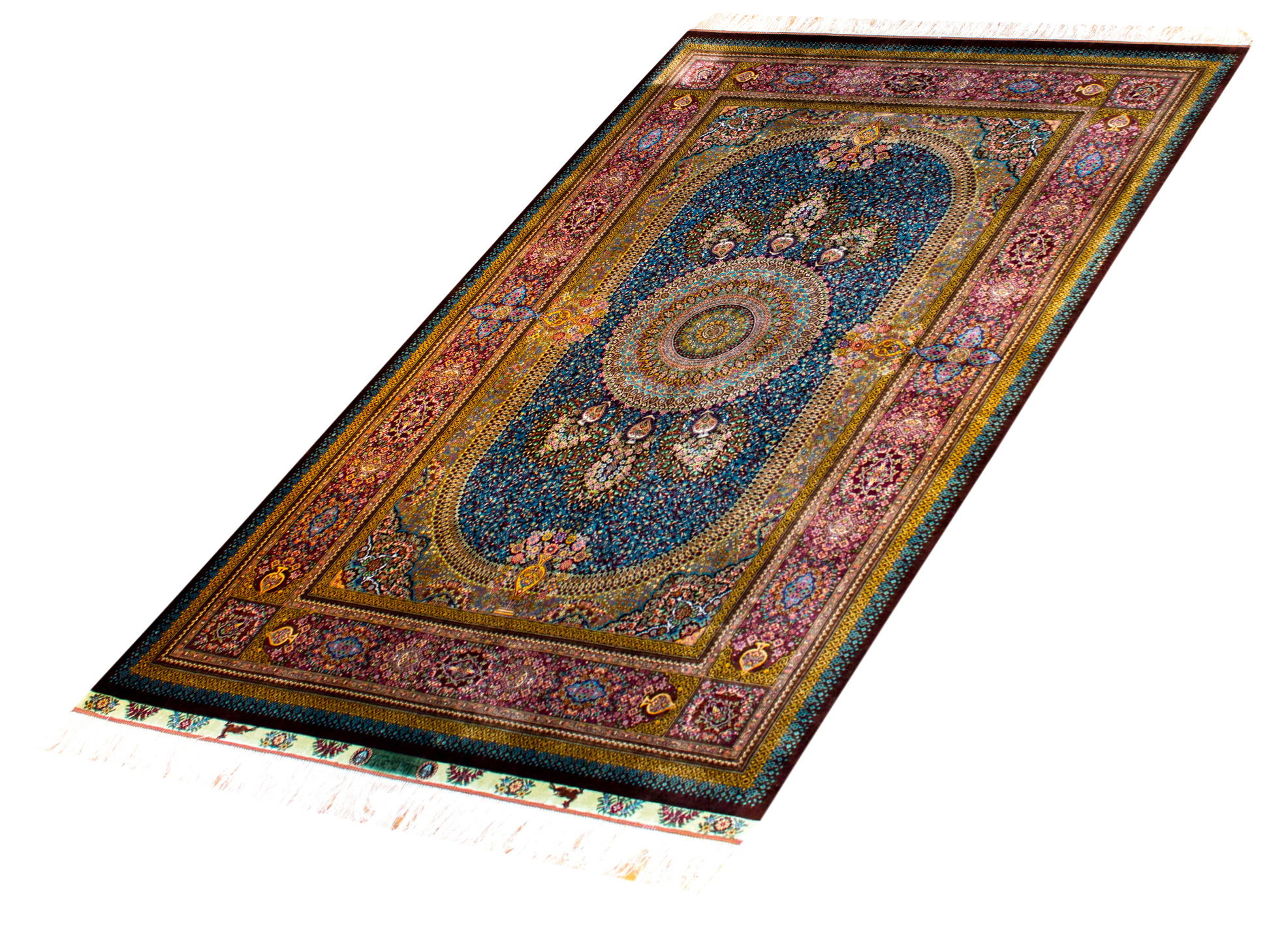 Qum Sedigian Wool & Silk Hand Knotted Persian Rug, featuring Brown tones and Floral design, ideal area rug for any room in your home.