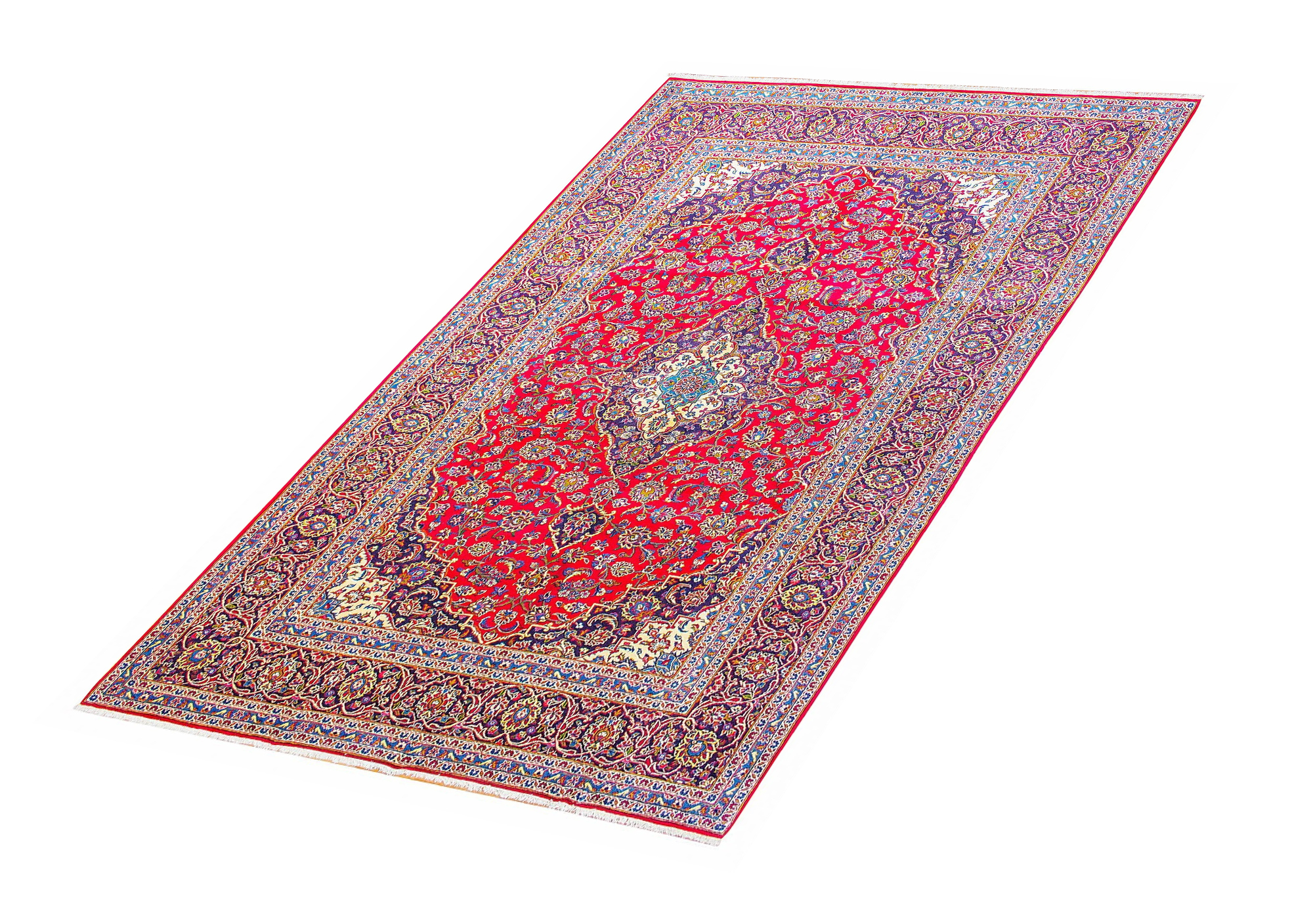 Kashan Vintage Wool Hand Knotted Persian Rug, featuring Red tones and Floral design, ideal area rug for any room in your home.