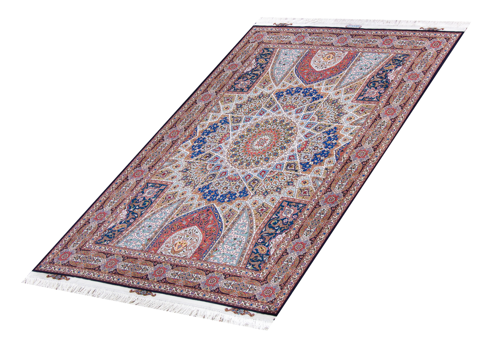 Tabriz Gonbad Wool & Silk Hand Knotted Persian Rug, featuring Multi tones and Floral design, ideal area rug for any room in your home.