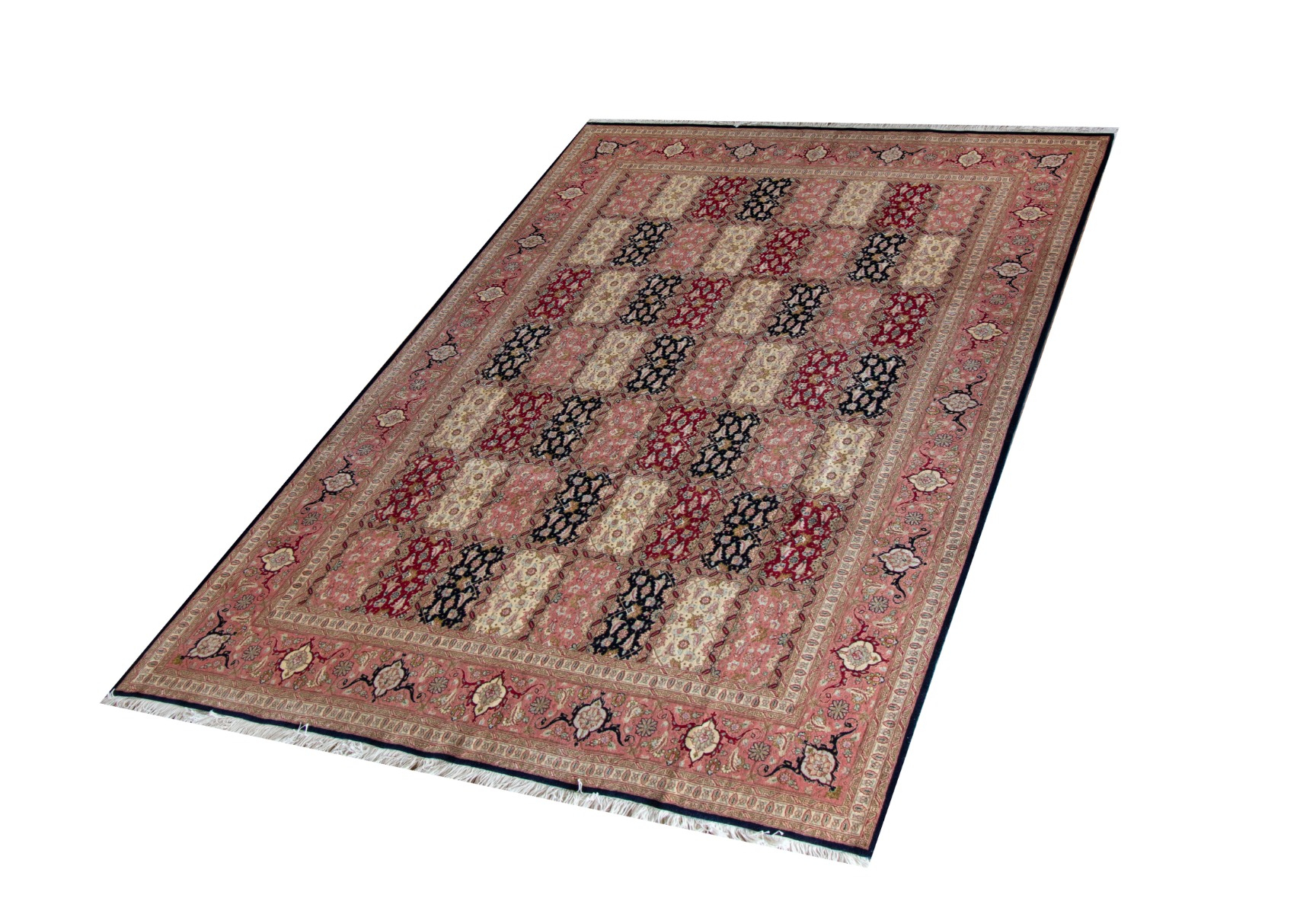 Tabriz Garden Rose/Blue/Rust Wool Hand Knotted Persian Rug, featuring Rose tones and Floral design, ideal area rug for any room in your home.