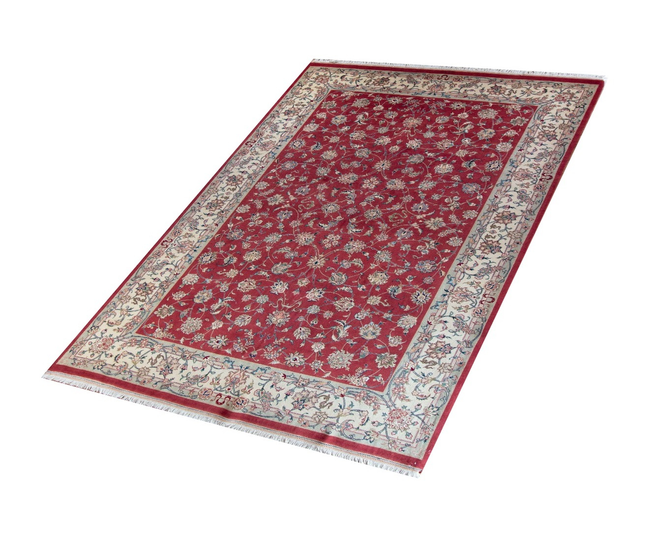 Tabriz Afshan 40 Rose/Ivory Wool Hand Knotted Persian Rug, featuring Rose tones and Floral design, ideal area rug for any room in your home.