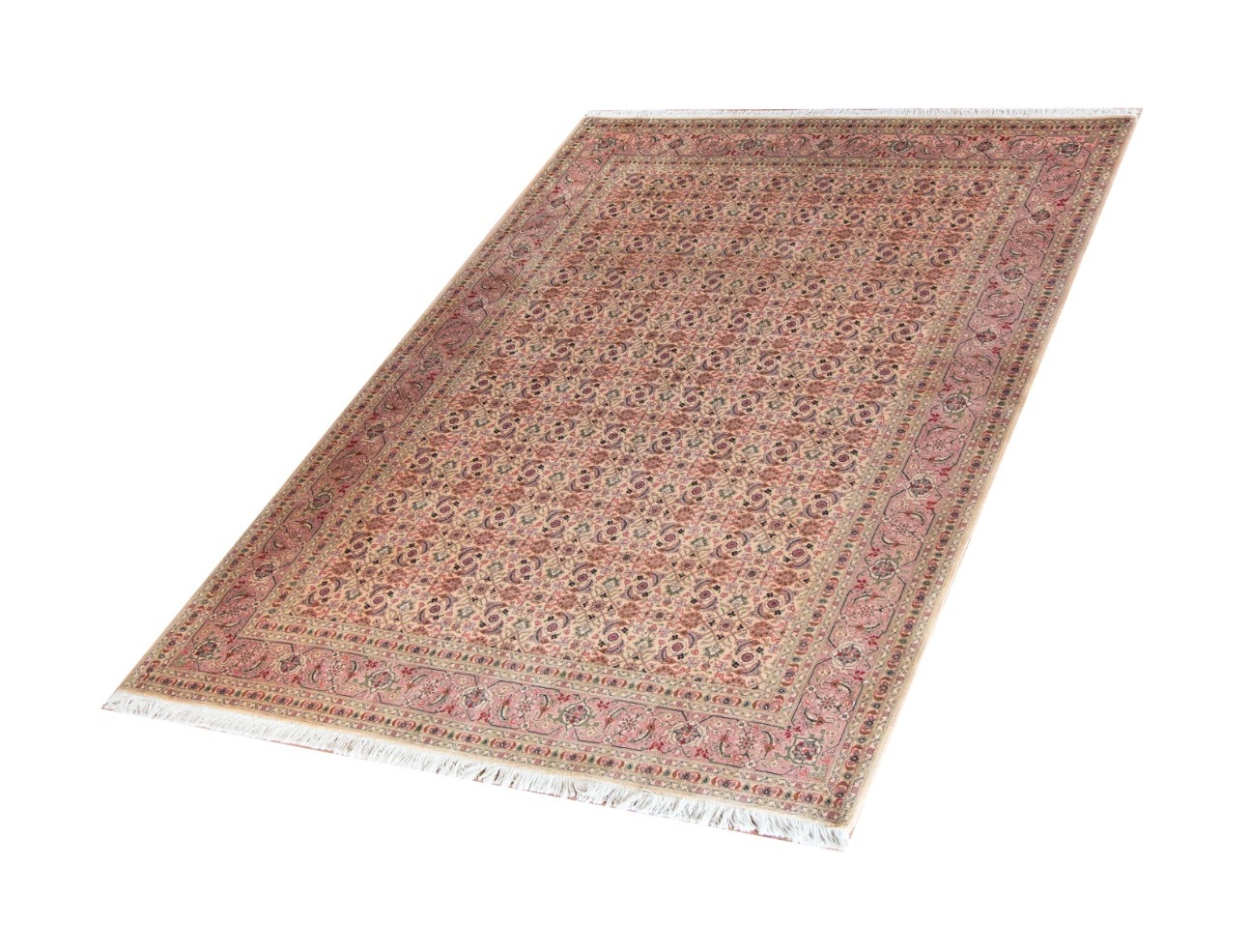 Tabriz Mahi Herati Beige/Multi Wool Hand Knotted Persian Rug, featuring Ivory tones and Floral design, ideal area rug for any room in your home.