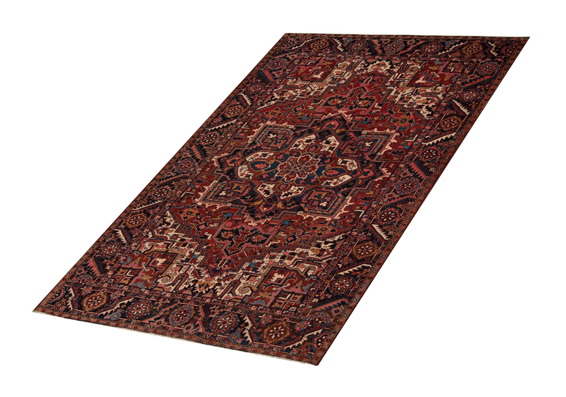 Heriz Stonewash Overdyed Vintage Hand Knotted Wool Persian Rug, featuring Red tones and Floral design, ideal area rug for any room in your home.