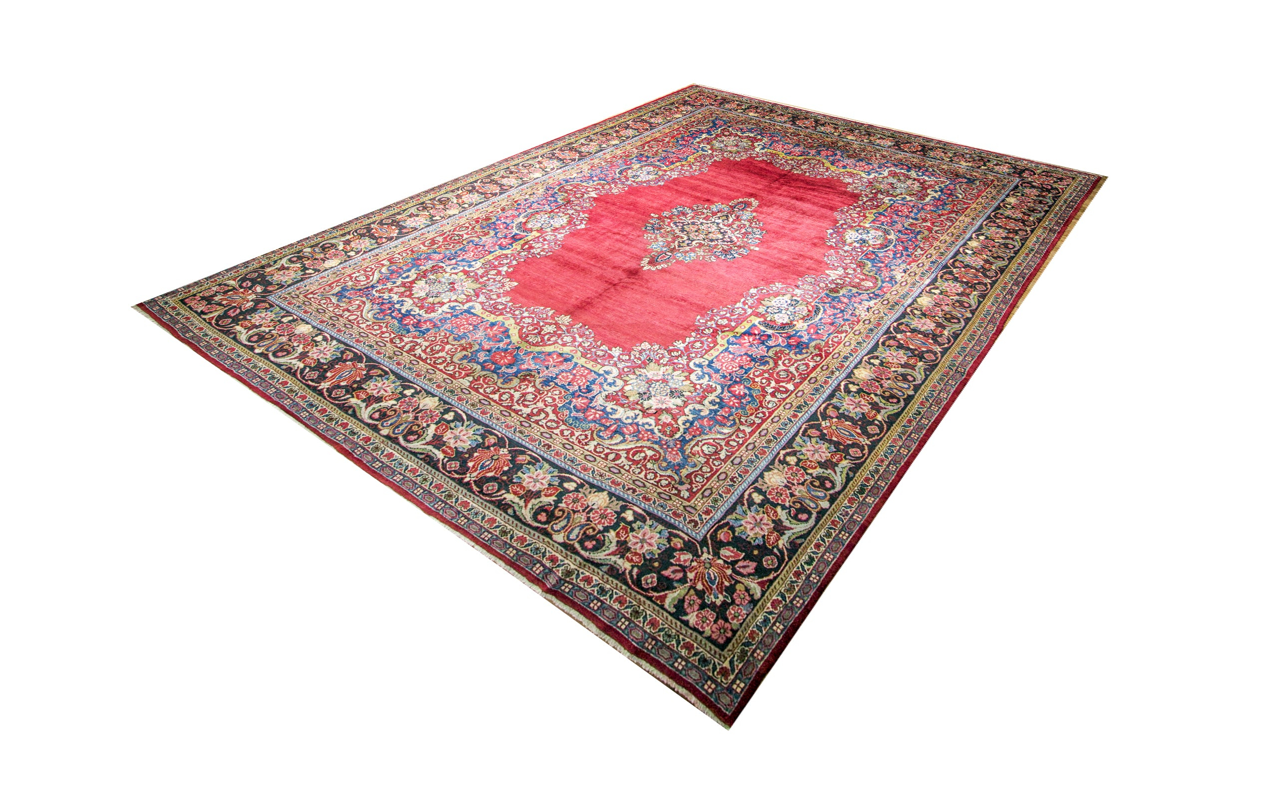 Lilian Antique Wool Hand Knotted Persian Rug, featuring Red tones and Floral design, ideal area rug for any room in your home.