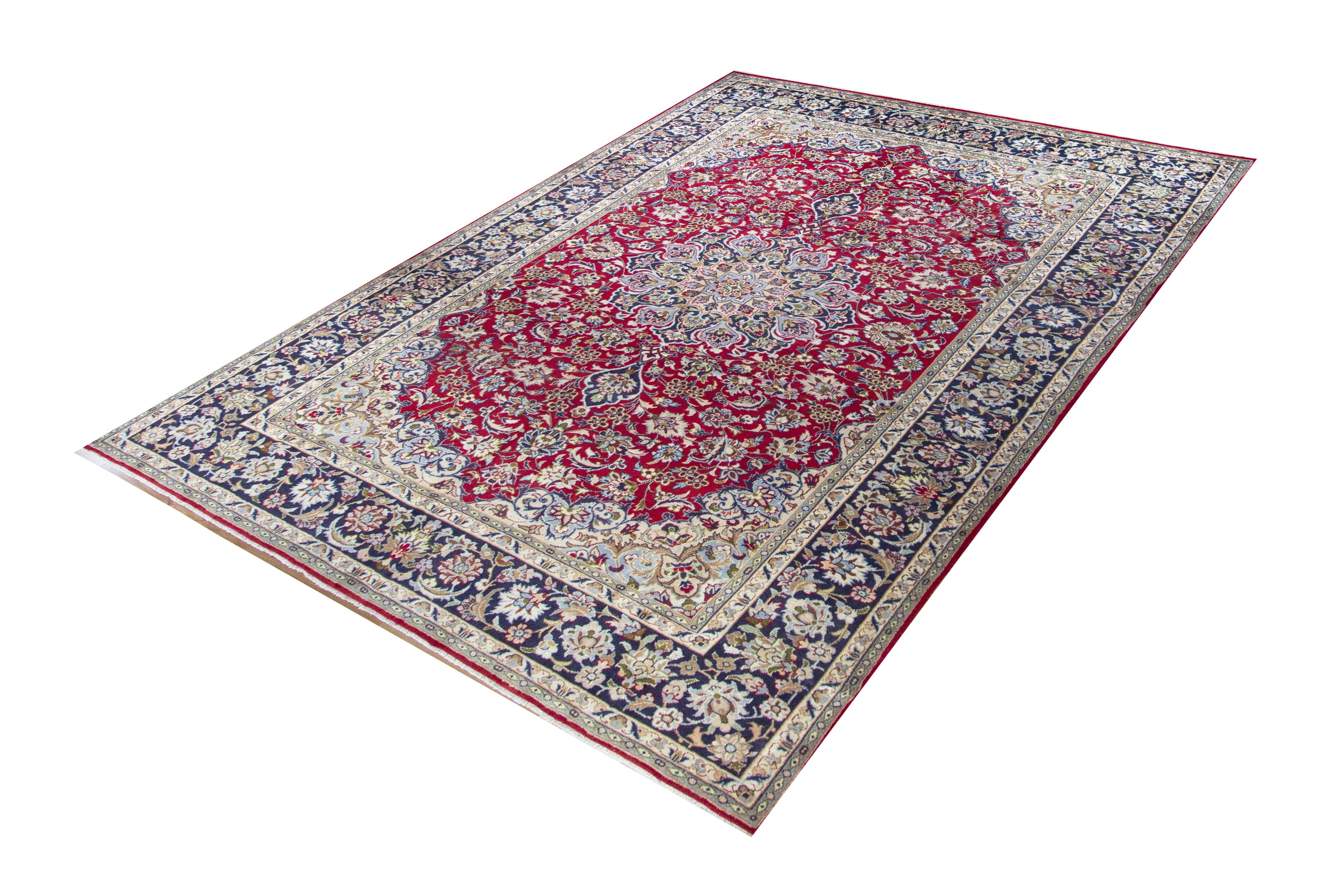 Najafabad Medallion Red Wool Hand Knotted Persian Rug, featuring Red tones and Floral design, ideal area rug for any room in your home.