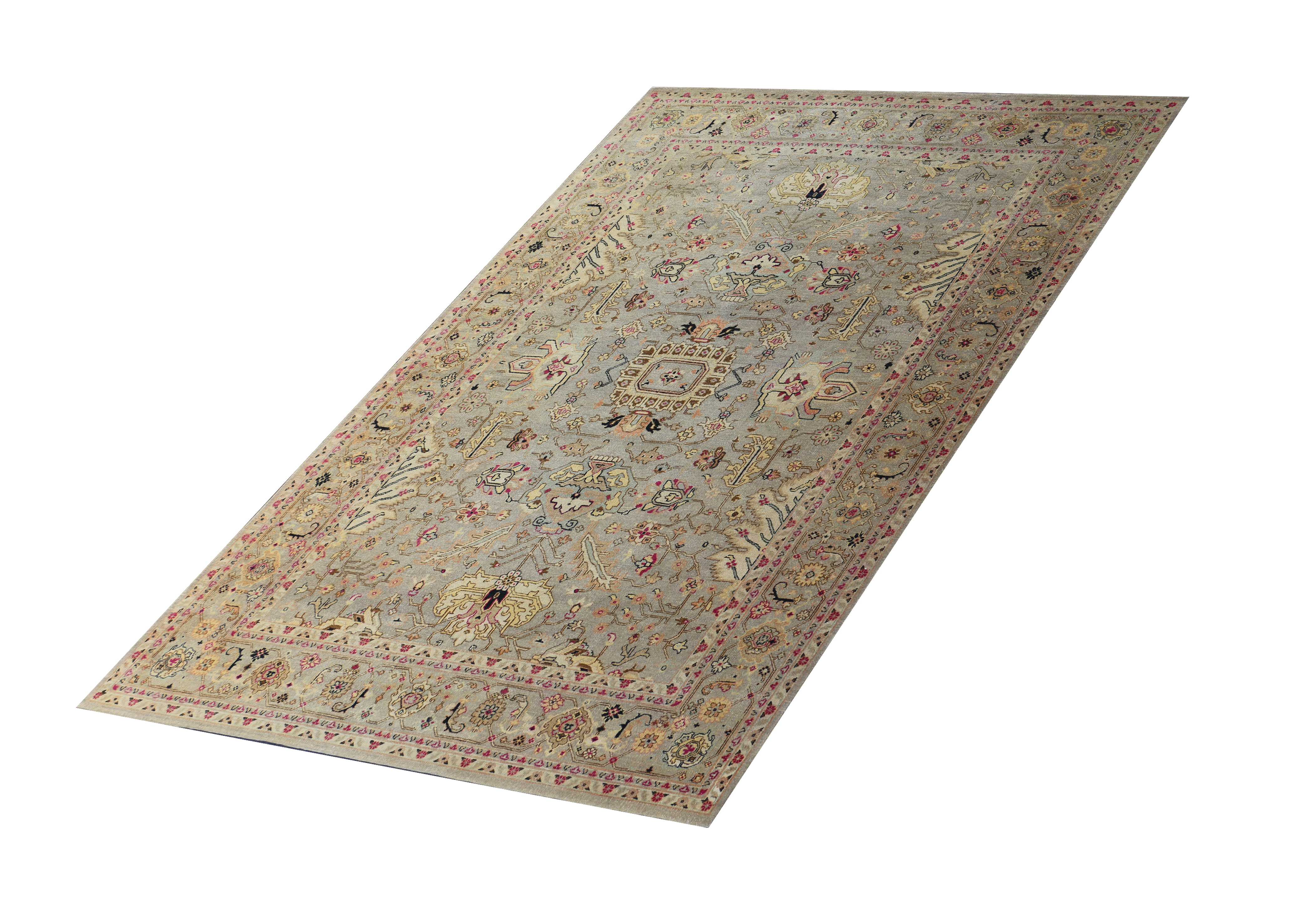 Oxidized Camel Wool Hand Knotted Indian Rug, featuring Ivory tones and Floral design, ideal area rug for any room in your home.