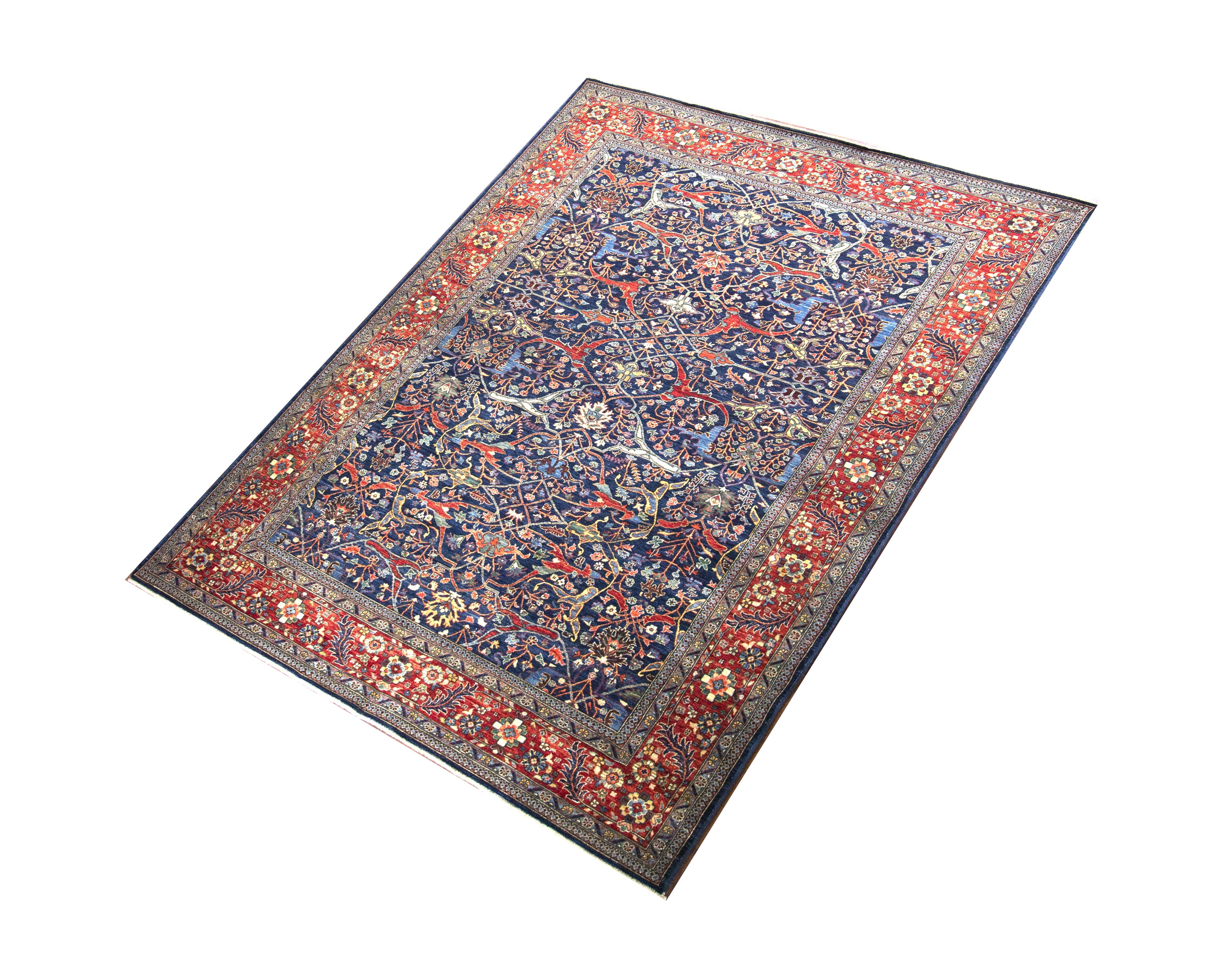 Nuristan Wool Hand Knotted Pakistani Rug, featuring Blue tones and Floral design, ideal area rug for any room in your home.