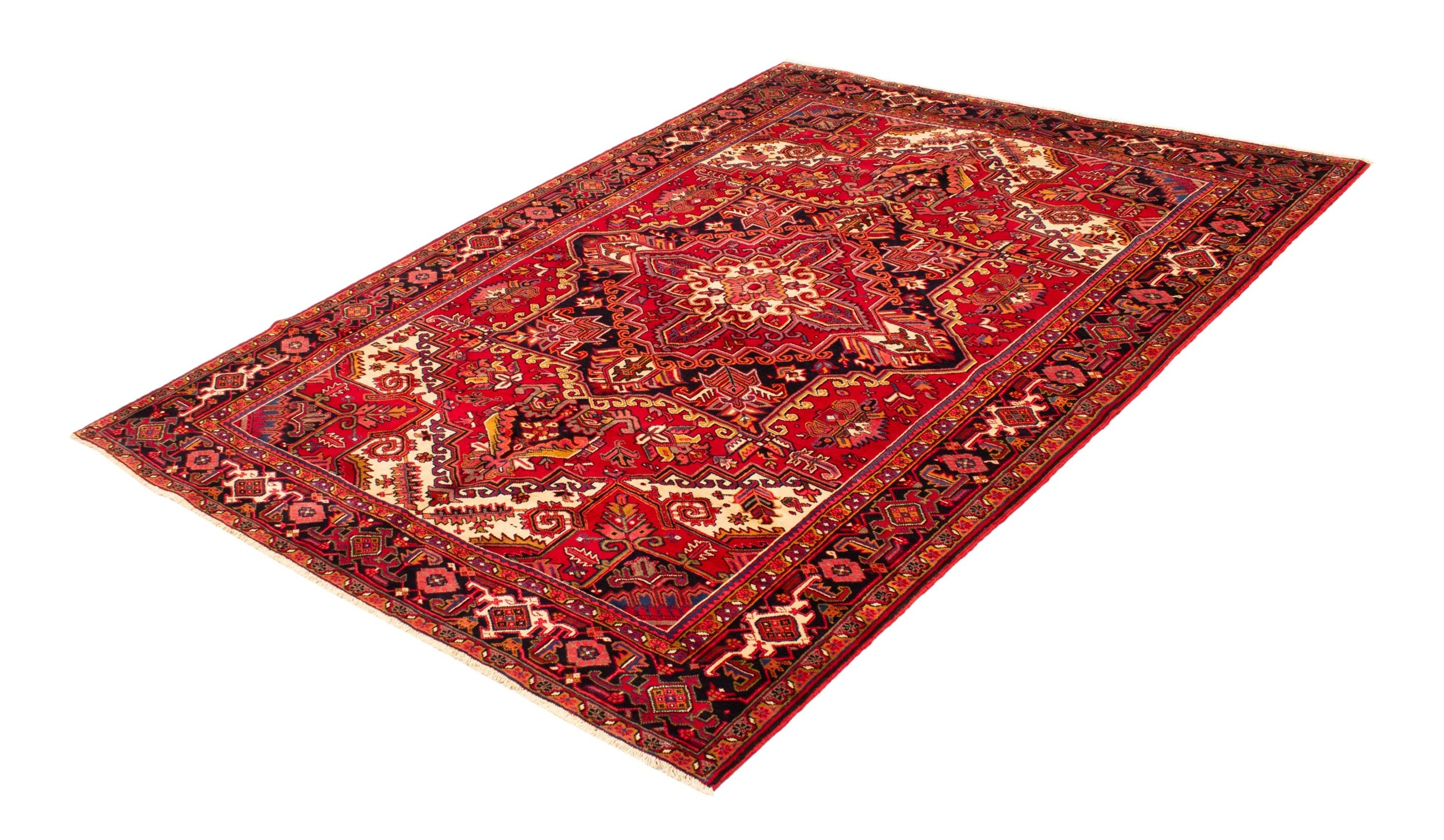 Heriz Vintage Red Wool Hand Knotted Persian Rug, featuring Red tones and Floral design, ideal area rug for any room in your home.