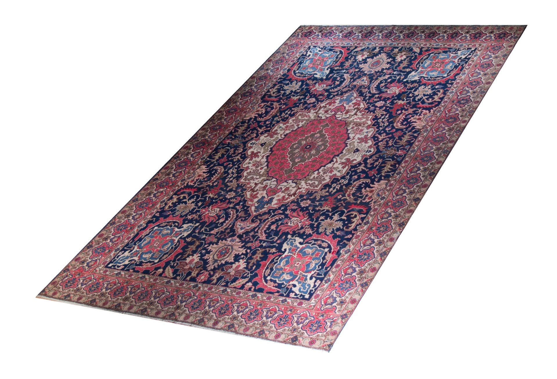 Tabriz Semi-Antique Wool Hand Knotted Persian Rug, featuring Red tones and Floral design, ideal area rug for any room in your home.