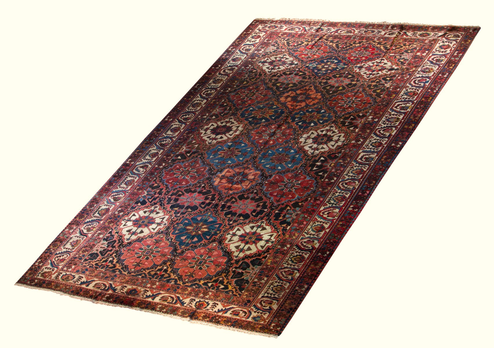 Bakhtiar Semi-Antique Wool Hand Knotted Persian Rug, featuring Multi tones and Floral design, ideal area rug for any room in your home.