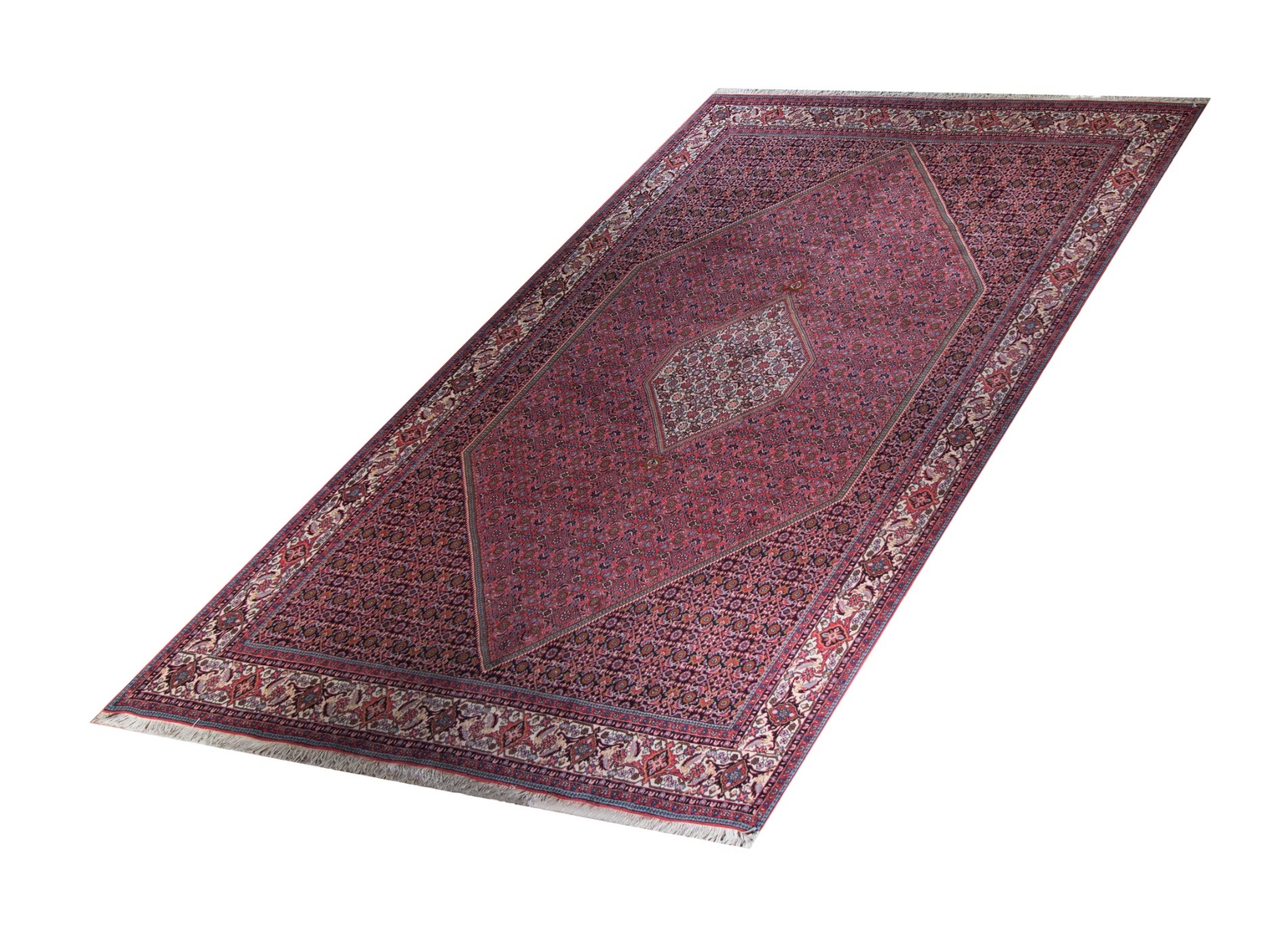 Bijar Wool Hand Knotted Persian Rug, featuring Red tones and Floral, Geometric design, ideal area rug for any room in your home.