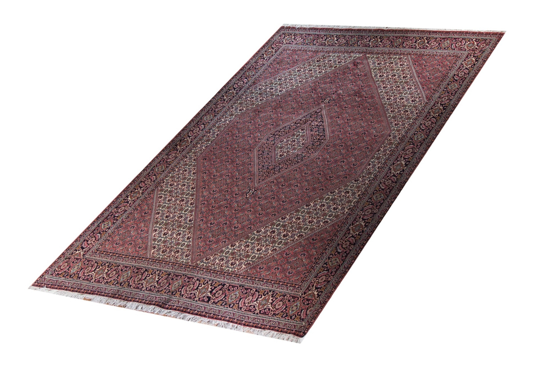 Bijar Wool Hand Knotted Persian Rug, featuring Red tones and Floral, Geometric design, ideal area rug for any room in your home.