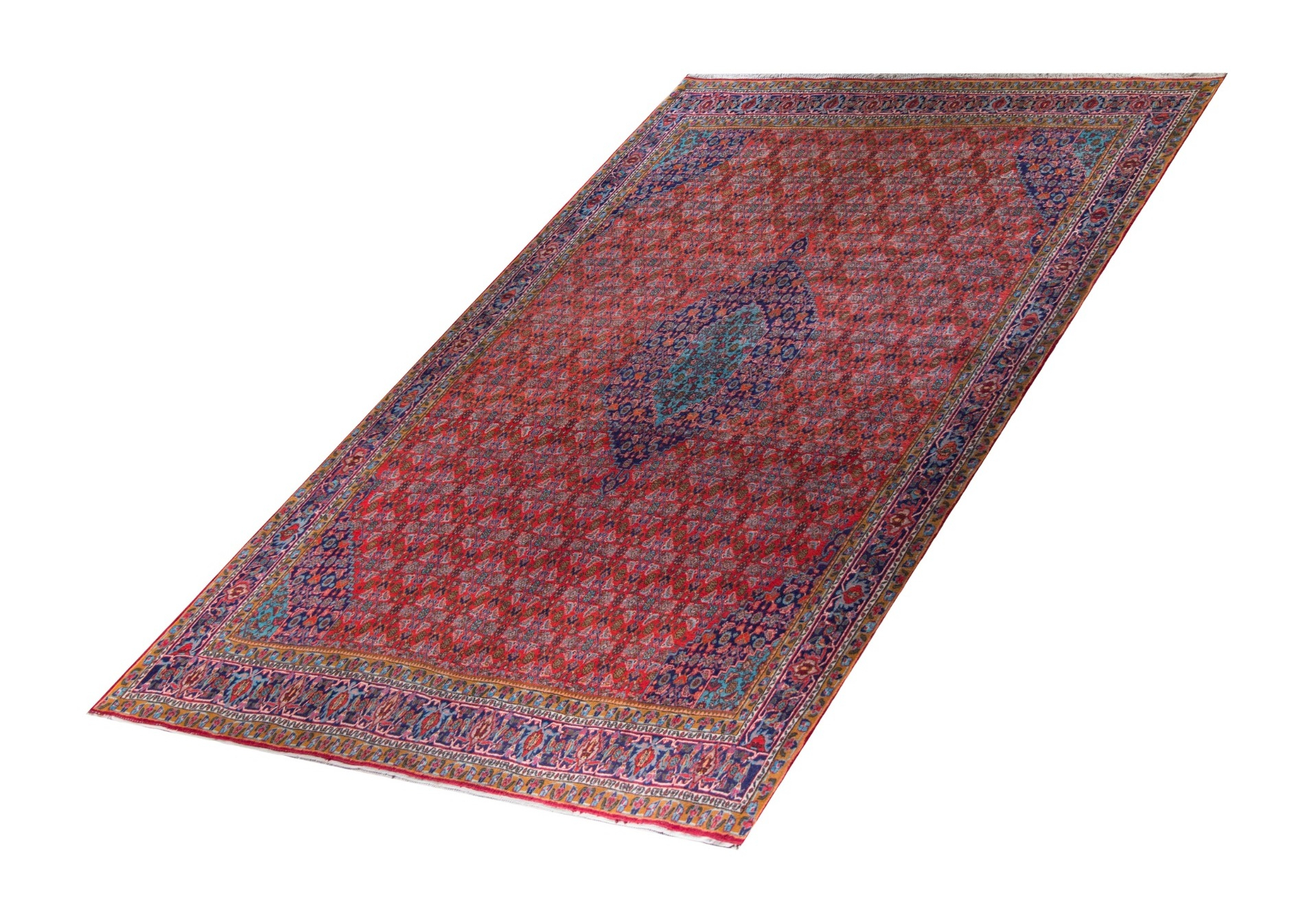 Bijar Wool Hand Knotted Persian Rug, featuring Red tones and Floral design, ideal area rug for any room in your home.