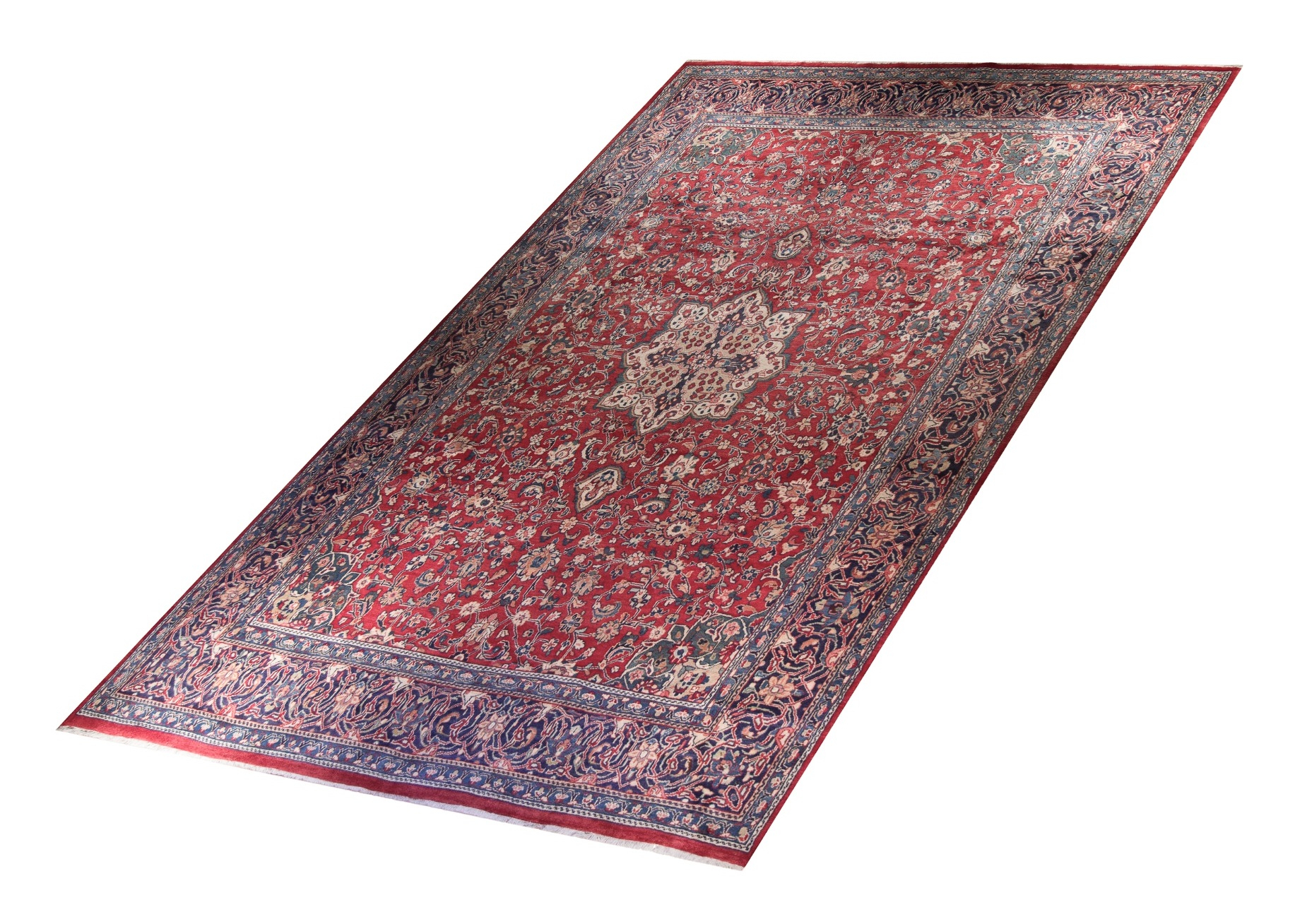 Mahal Red Wool Hand Knotted Persian Rug, featuring Red tones and Floral design, ideal area rug for any room in your home.