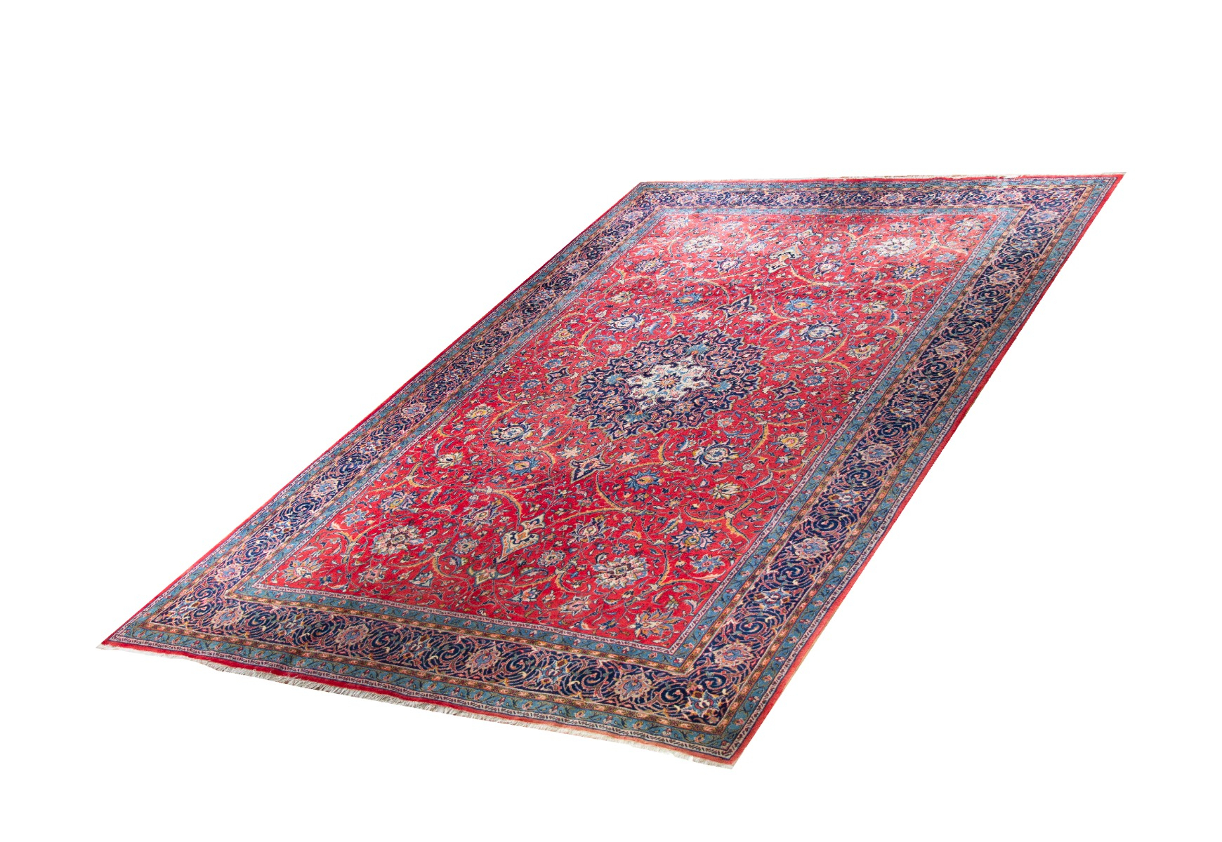 Sarough Red Wool Hand Knotted Persian Rug, featuring Red tones and Floral design, ideal area rug for any room in your home.