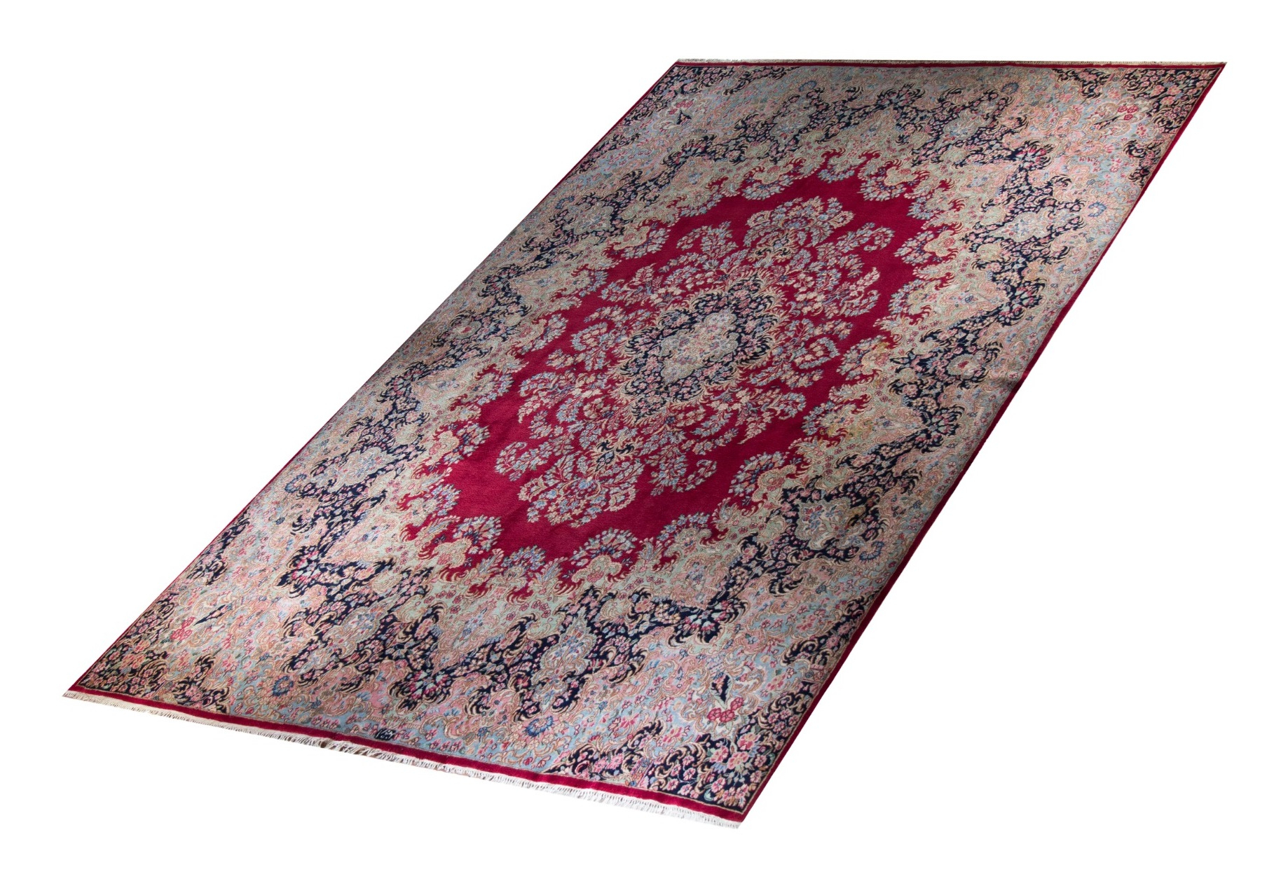 Kerman Wool Hand Knotted Persian Rug, featuring Red tones and Floral design, ideal area rug for any room in your home.