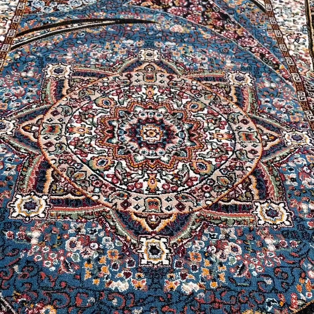 Farsan Kahkeshan Blue Runner Persian Rug, featuring Blue tones and Floral design, ideal area rug for any room in your home.