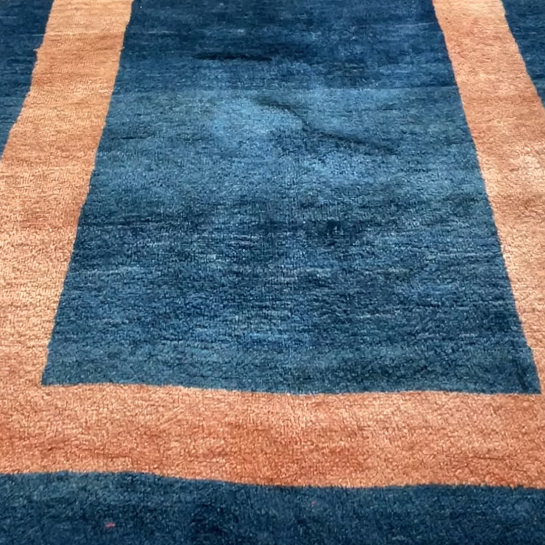 Gabbeh Blue/Rust Wool Hand Knotted Persian Rug, featuring Blue tones and Minimal design, ideal area rug for any room in your home.