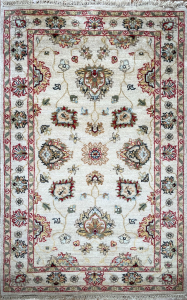 Punja Beige Hand Knotted Rug 3'1" x 4'10"