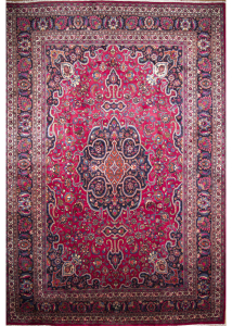 Mashad Red Hand Knotted Rug 9'11" x 14'5"