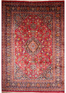 Mashad Red Hand Knotted Rug 7'10" x 11'5"
