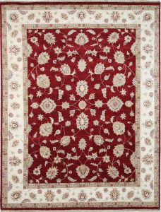 Chobi Red/Ivory Hand Knotted Rug 8'1" x 10'3"