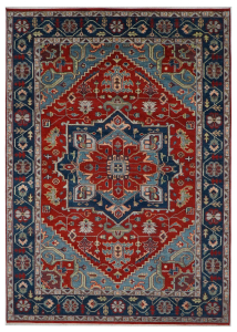 Serapi Red/Navy Hand Knotted Rug 9'10" x 13'10"