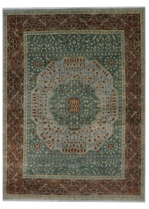 Mamluk Light Blue/Brown Hand Knotted Rug 9'0" x 11'10"