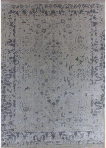 Loom Print Silver/Grey Hand Knotted Rug 5'6" x 8'2"