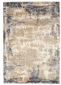 Charlotte Distressed Abstract 04 Muted Grey Ivory Loomed Runner Rug 2'7" x 7'0"
