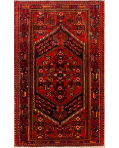 Nahavand Red Hand Knotted Rug 4'3" x 6'10"
