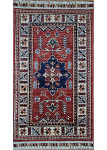 Kazak Super Fine Wool Hand Knotted Afghan Rug