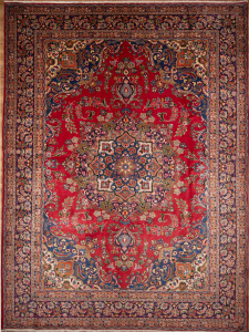 Mashad Red Hand Knotted Rug 8'1" x 11'1"