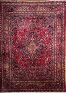 Mashad Red Hand Knotted Rug 8'6" x 11'7"