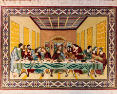 Qum Last Supper Hand Knotted Rug 3'2" x 4'7"