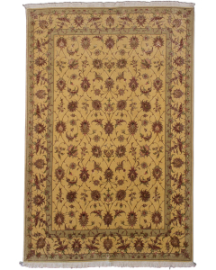 Tabriz Silk All Over Ivory Hand Knotted Rug 5'7" x 8'4"