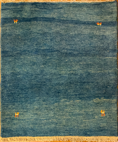 Gabbeh Blue Hand Knotted Rug 3'11" x 4'11"