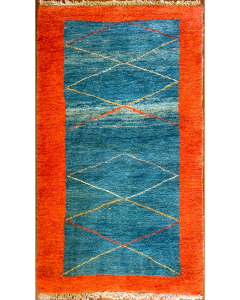 Gabbeh Blue/Red Hand Knotted Rug 2'7" x 4'7"