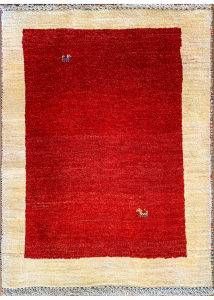 Gabbeh Red/Ivory Hand Knotted Rug 3'5" x 5'0"
