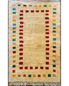 Gabbeh Ivory/Multi Hand Knotted Persian Rug