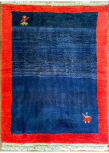 Gabbeh Blue/Red Hand Knotted Rug 2'11" x 4'0"