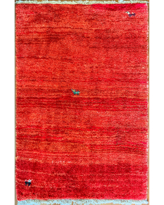 Gabbeh Red Hand Knotted Rug 2'7" x 4'3"