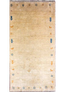 Gabbeh Ivory Hand Knotted Rug 3'9" x 7'2"