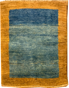 Gabbeh Blue/Gold Hand Knotted Rug 2'8" x 3'11"