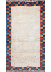 Gabbeh Ivory/Multi Hand Knotted Rug 3'8" x 6'7"